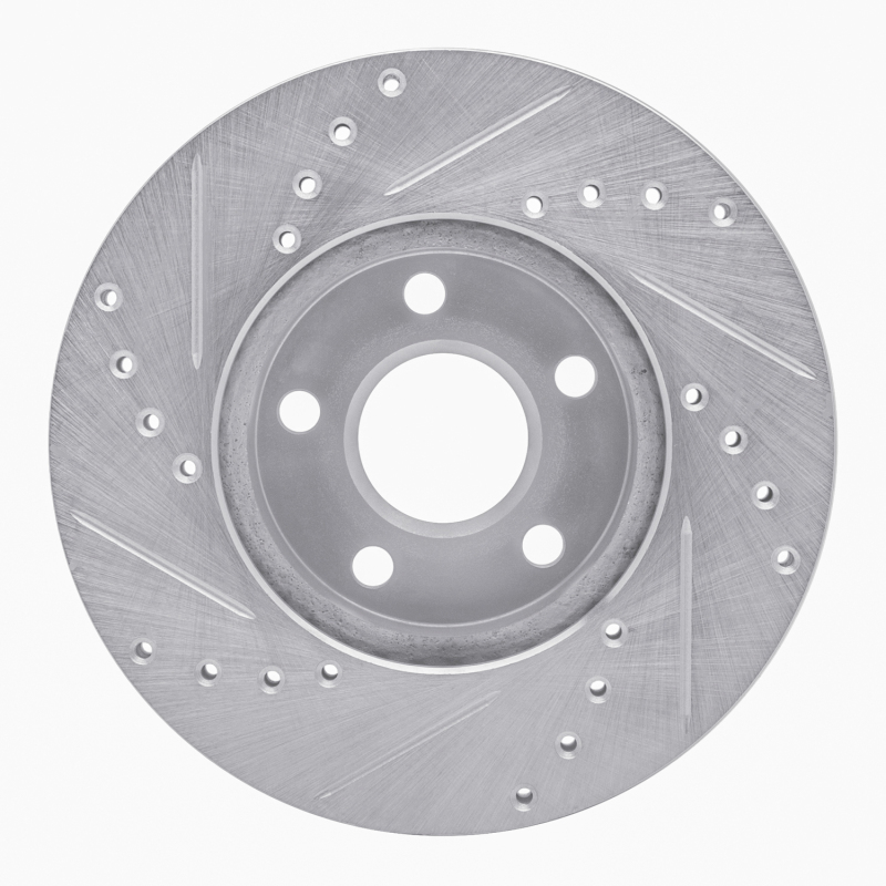 Buick Skylark Brake Rotor (1) - Front Right - R1 Concepts - Drilled & Slotted - Silver - `90-`05